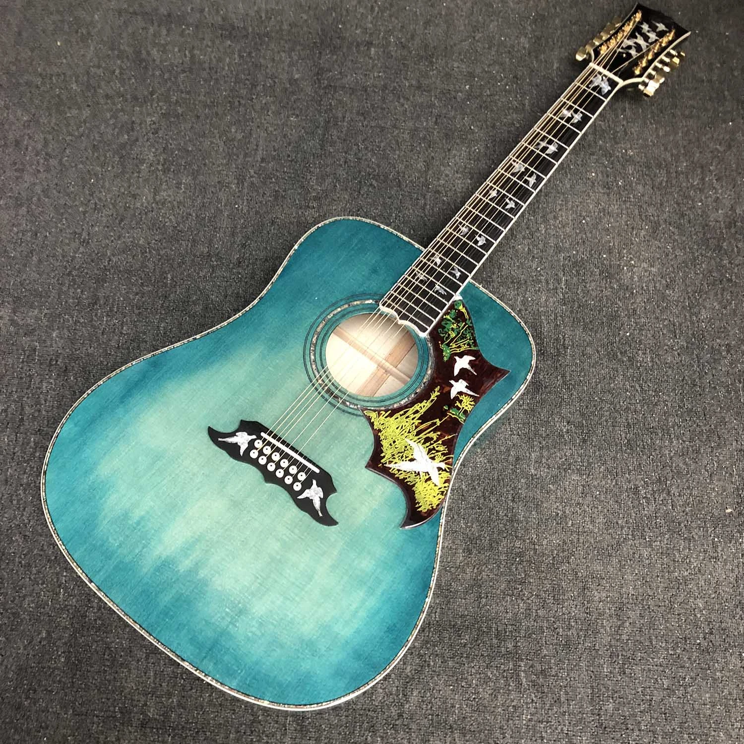 burgemeester lila Onbeleefd Custom Deluxe Aaaa Alle Vaste Akoestische Gitaar Vogels In De Vlucht Viper  Blauw Groen 12 Snaren Dreadnought Gitaar| | - AliExpress