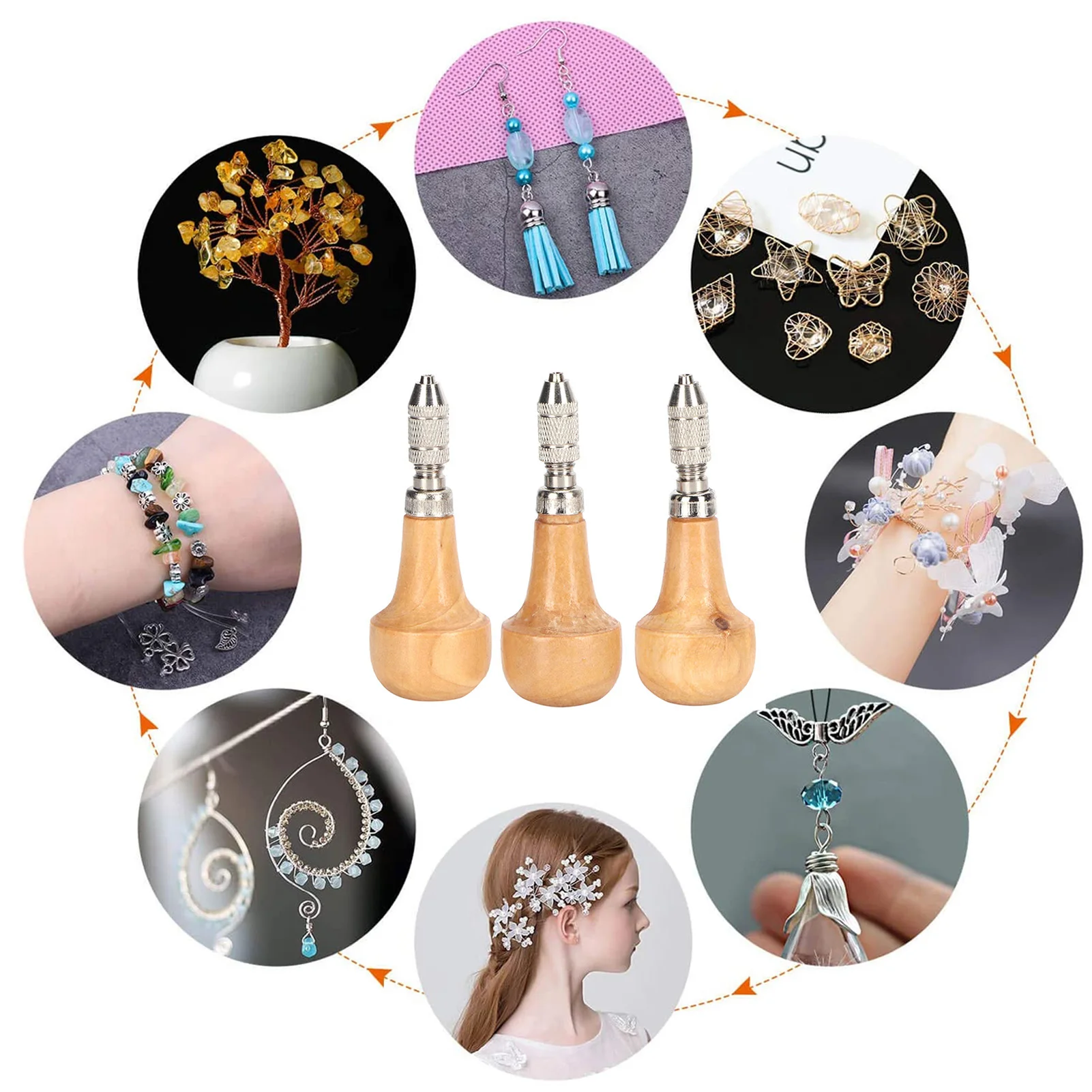 손잡이가 있는 핀 바이스 구리 클립, 그래버 타입 척, 싱글 엔드 잠금 깍지, 골드 실버 가공 쥬얼리 제작 도구, 3 세트