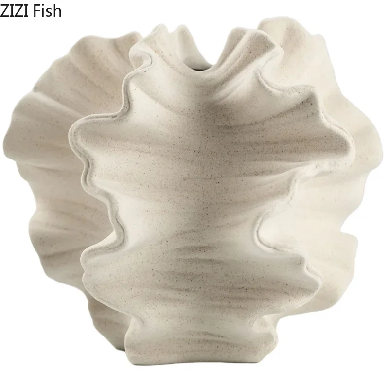 Artistic Ceramic Wrinkle Vase – Abstract Porcelain Flower Pot