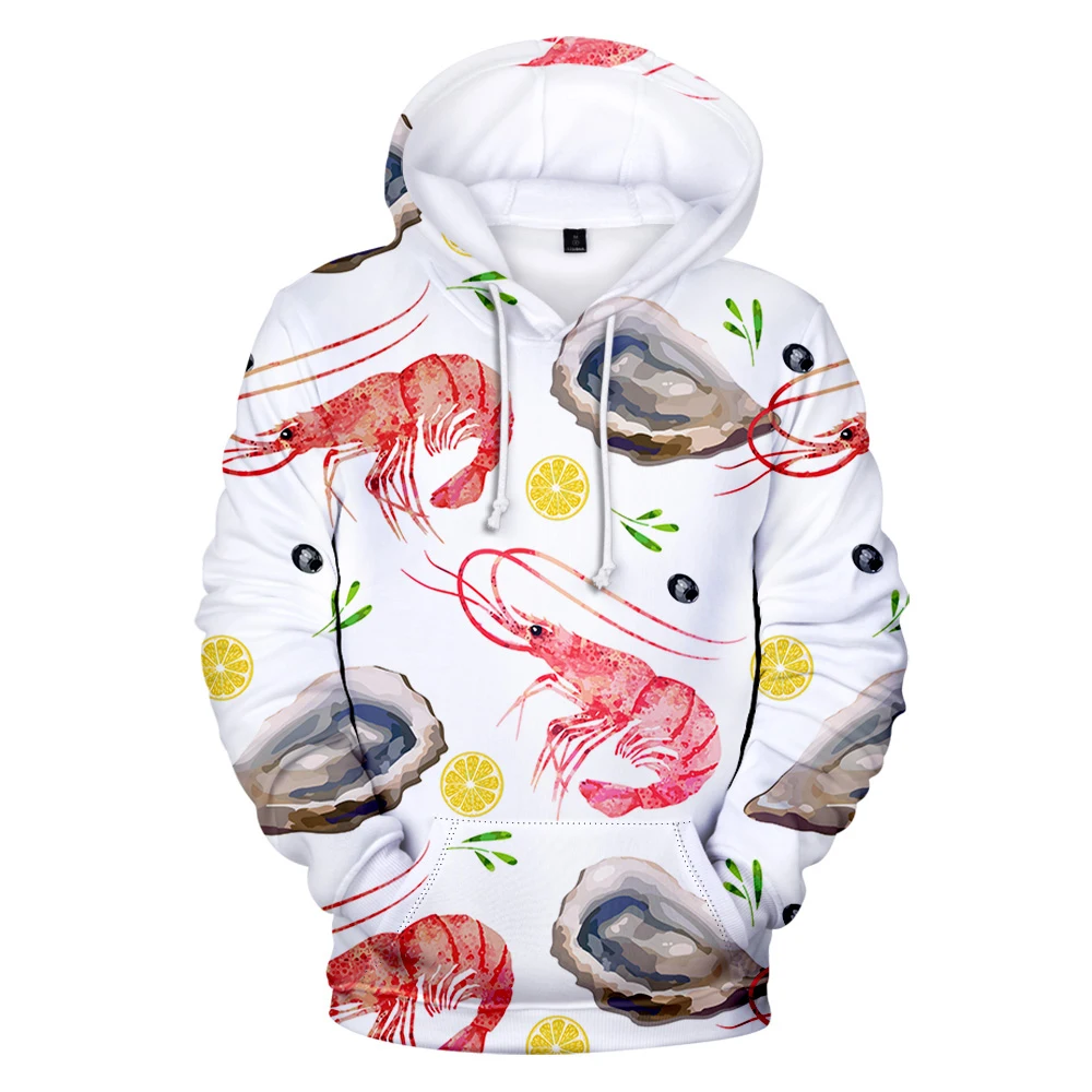 

2022 New 3D Prints Hoodies Women Men Long Sleeve Sweatshirts Hot Sale Unisex Casual Seafood Print Hooded clothing