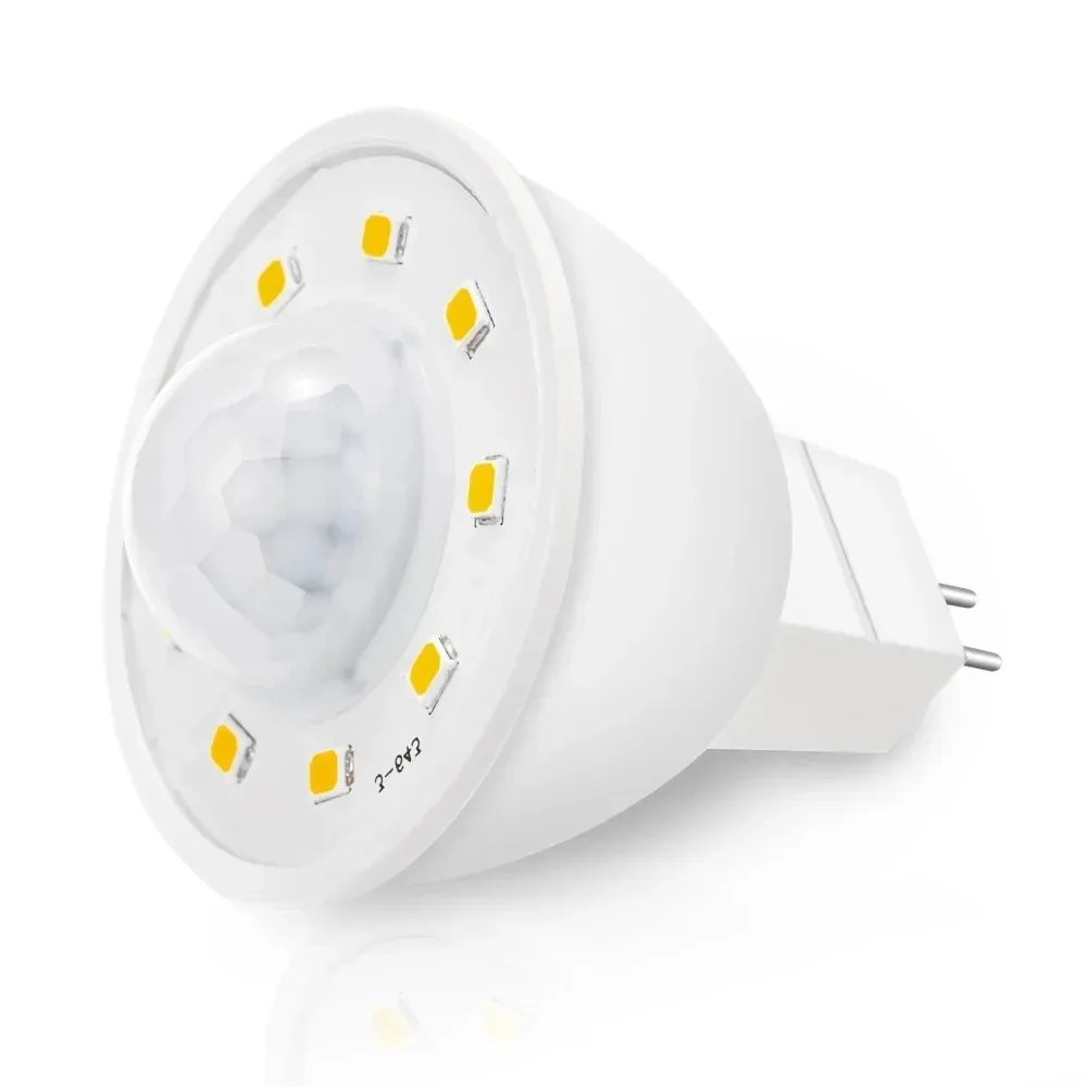 멜러리 MR16 PIR 모션&야간 센서 LED 전구 3.5W (50W 상당) 500lm 백색 6000K 계단 차고 복도 통로