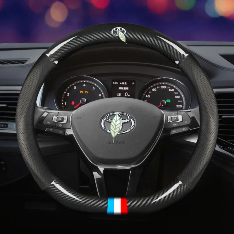 Чехол на руль подходит для Toyota Corolla Camry Highlander CHR Yize RAV4 Special Four Seasons из углеродного