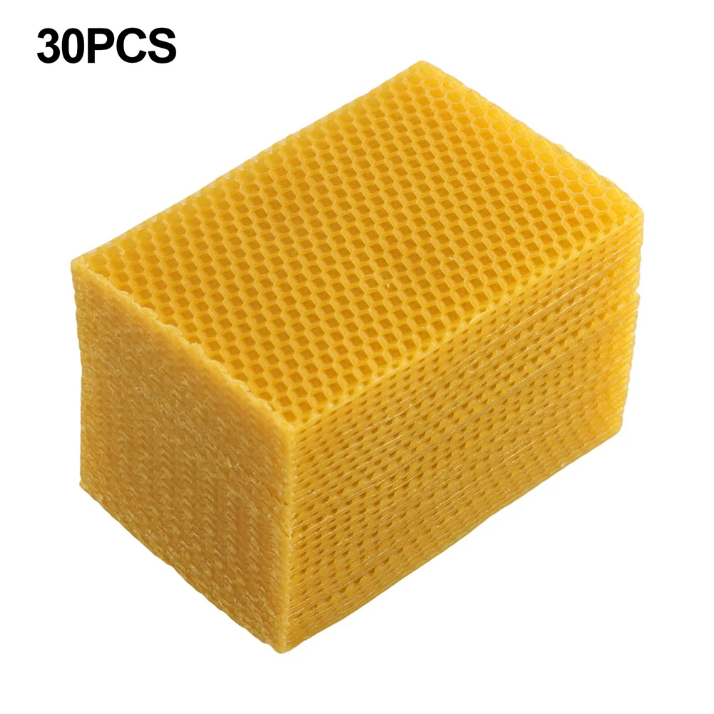 30Pcs Natural Beeswax Sheets Beehive Foundation 9&times;13.2cm Beeswax Hand-rolled Candles Beekeeping-Supplies Yellow beekeeping tools beekeeping accessories natural beeswax