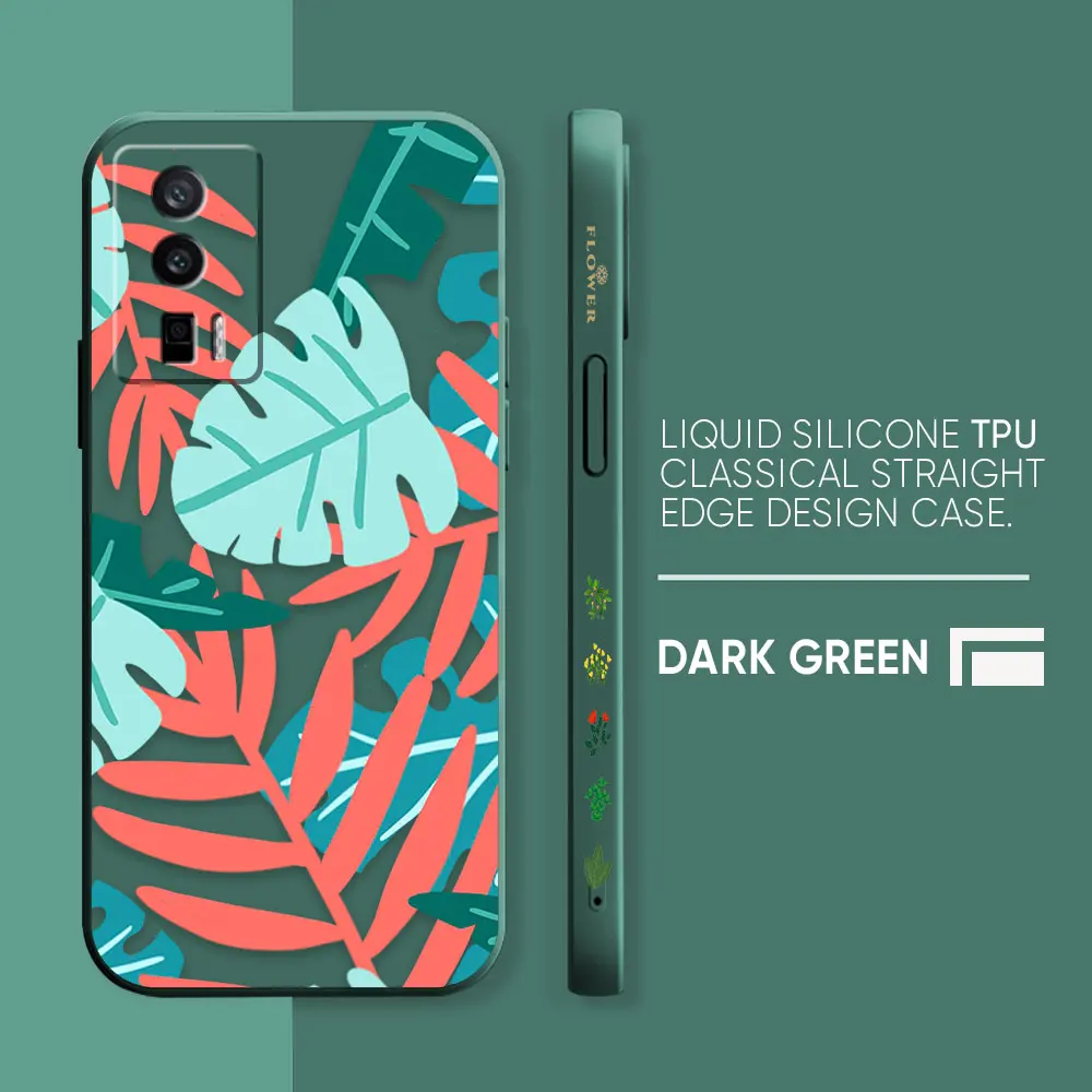 thumbnail image 1 of Case For Redmi K60E K50 K40S K40 K30 K20 10C 9 8A 8 10 Pro 4G 5G Colour Simple Liquid silicone Case Plants Leaf Art, 1 of 5