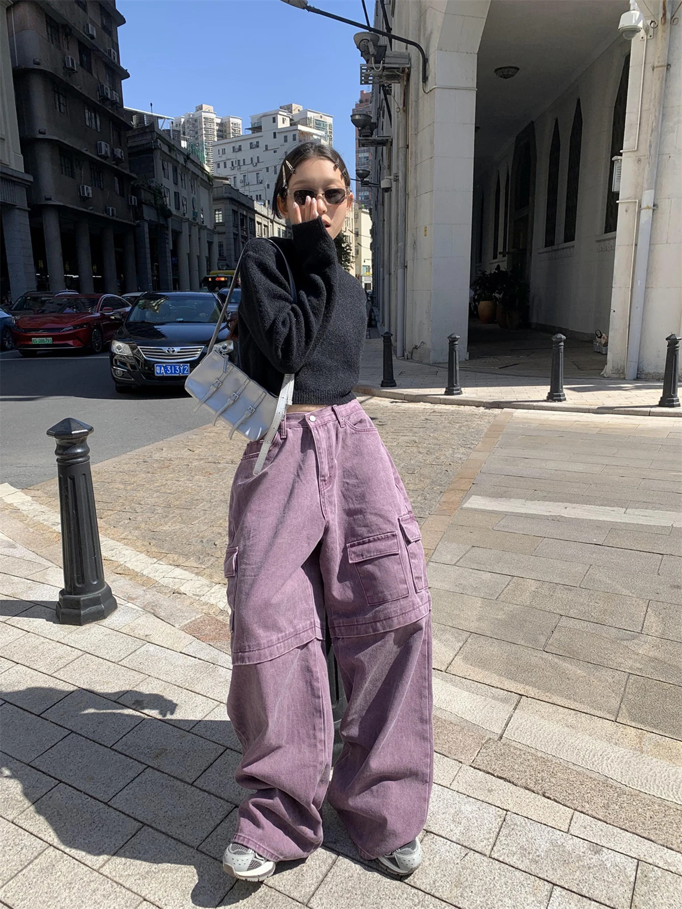 REDDACHiC Pockets Purple Cargo Pants Acubi Fashion Women Baggy Jeans Skater  Trousers High Waist Loose Oversize Boyfriend Jeans