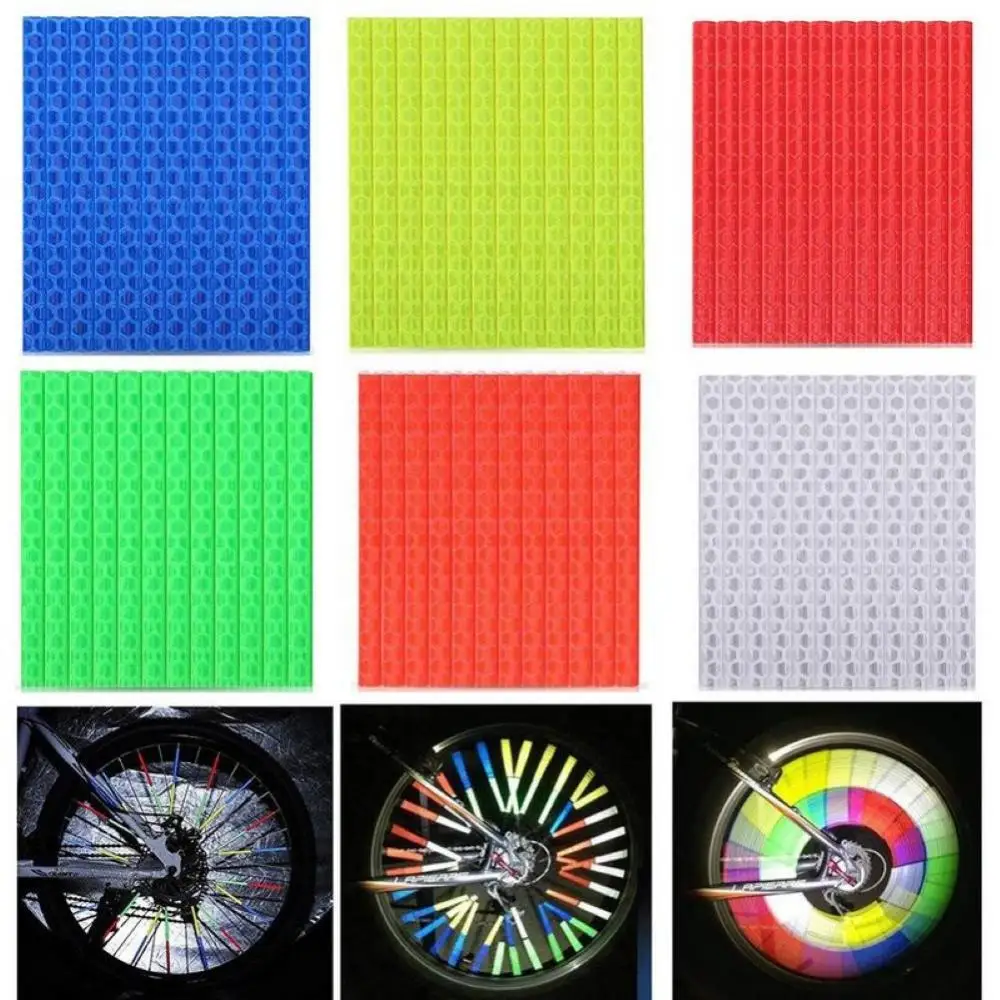 Warning Light 12Pcs Bicycle Wheel Rim Spoke Mount Clip Reflective Tube Strip Spoke