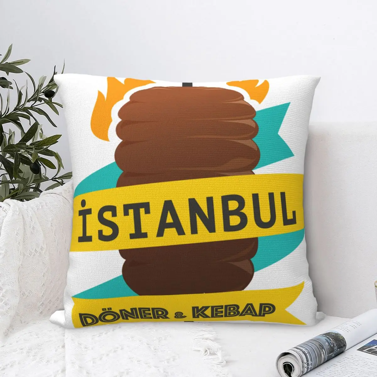 Doner Kebab Square Pillow Case for Sofa Throw Pillow