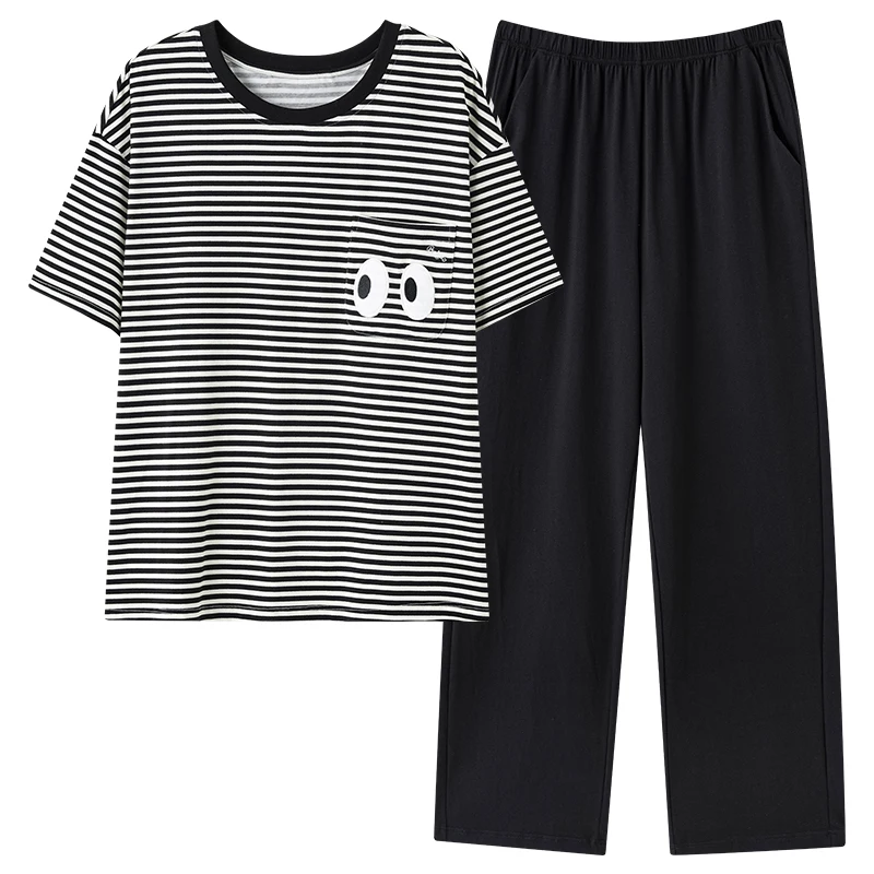 SUKAE M-5XL Plus Size Lingerie Cotton Sleepwear Big Size Women's Pajamas Short Sleeve Long Pant Summer Homesuit Soft Pyjamas New - Image 5