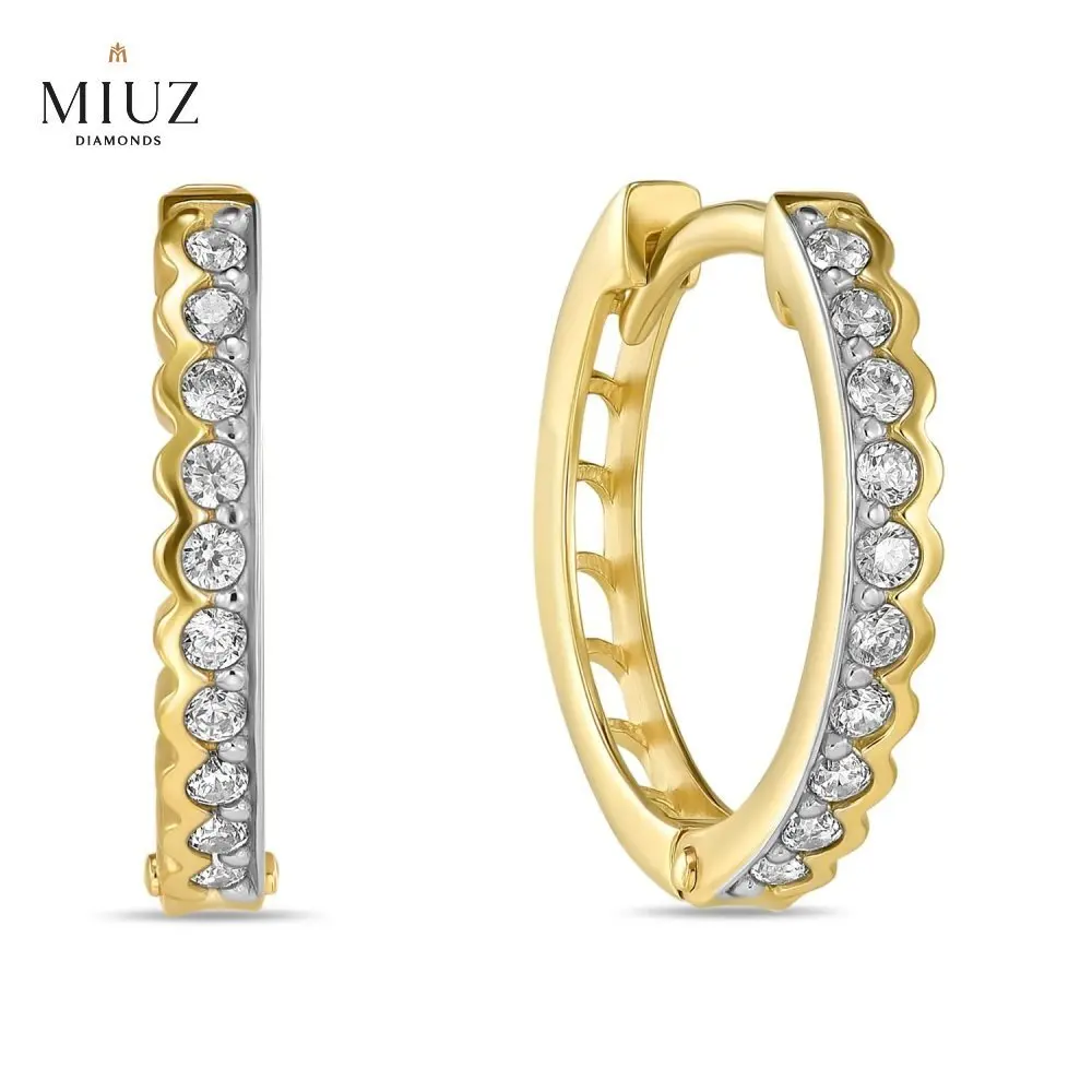 Золотые серьги c фианитом 585 пробы MIUZ Diamonds (Московский ювелирный завод) | Украшения