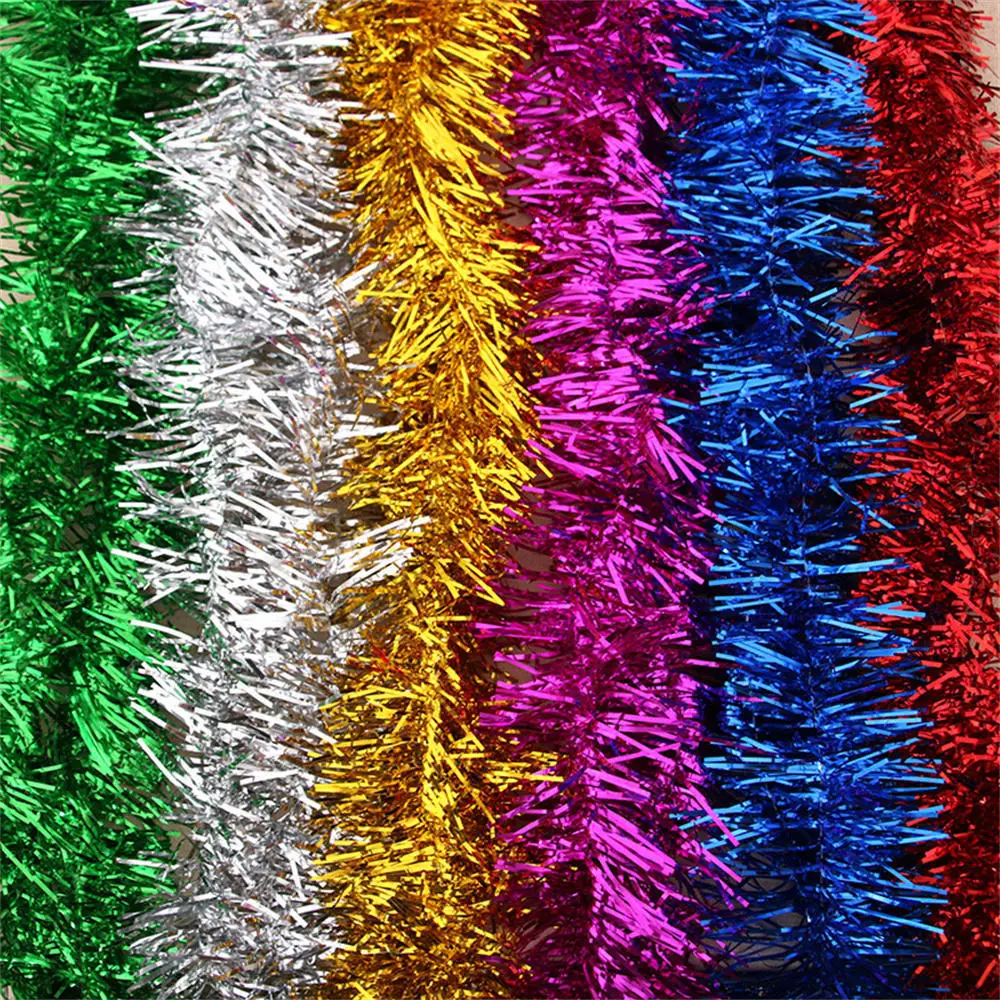 2025 Christmas Tinsel Garland Sparkly Streamer Xmas Tree Decor Hanging Holiday Tinsel Wedding Party Proposal Ornament
