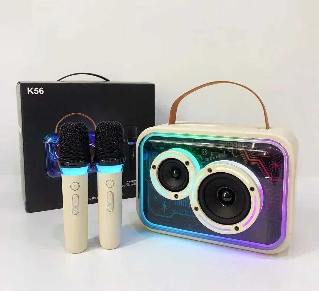 Portable Karaoke Speaker with Microphone RGB Light Support AUX TF Card Family KTV Mini Audio Set Wireless Stereo Singing Machine