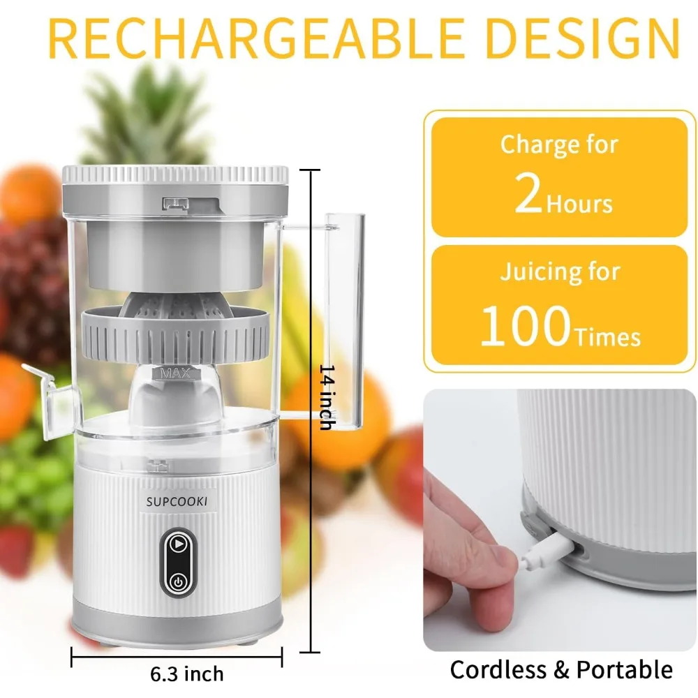 Citrus Juicer Machines Rechargeable - Portable Juicer with USB and Cleaning  Brush for Orange, Lemon, Grapefruit