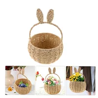 Easter Rattan Woven Hand Basket Woven Rattan Hand Basket  Sundry Organizer Diy Flowers Gift Storage Holder Rabbit Picnic home 2