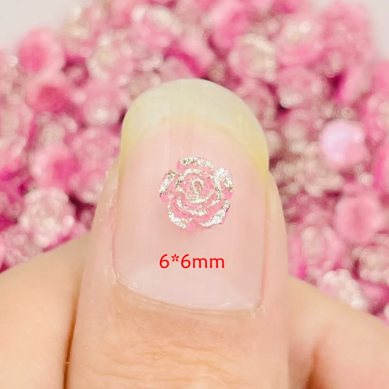 100Pcs 6mm Resin Jewelry Accessories Resin Flower Embellishments for DIY