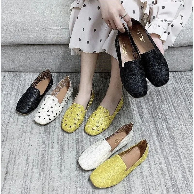 Women Flats Casual Shoes Summer Leather Moccasin Loafers Ballet
