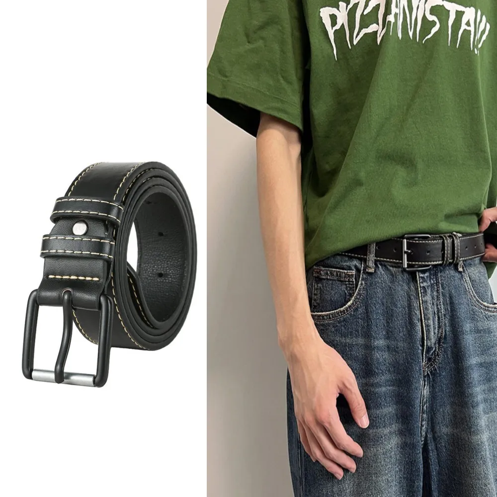

Soft PU Leather Men's Belt for Women High Quality Pin Buckle Jeans Pant Strap Fashion Designer Casual Versatile Unisex Waistband