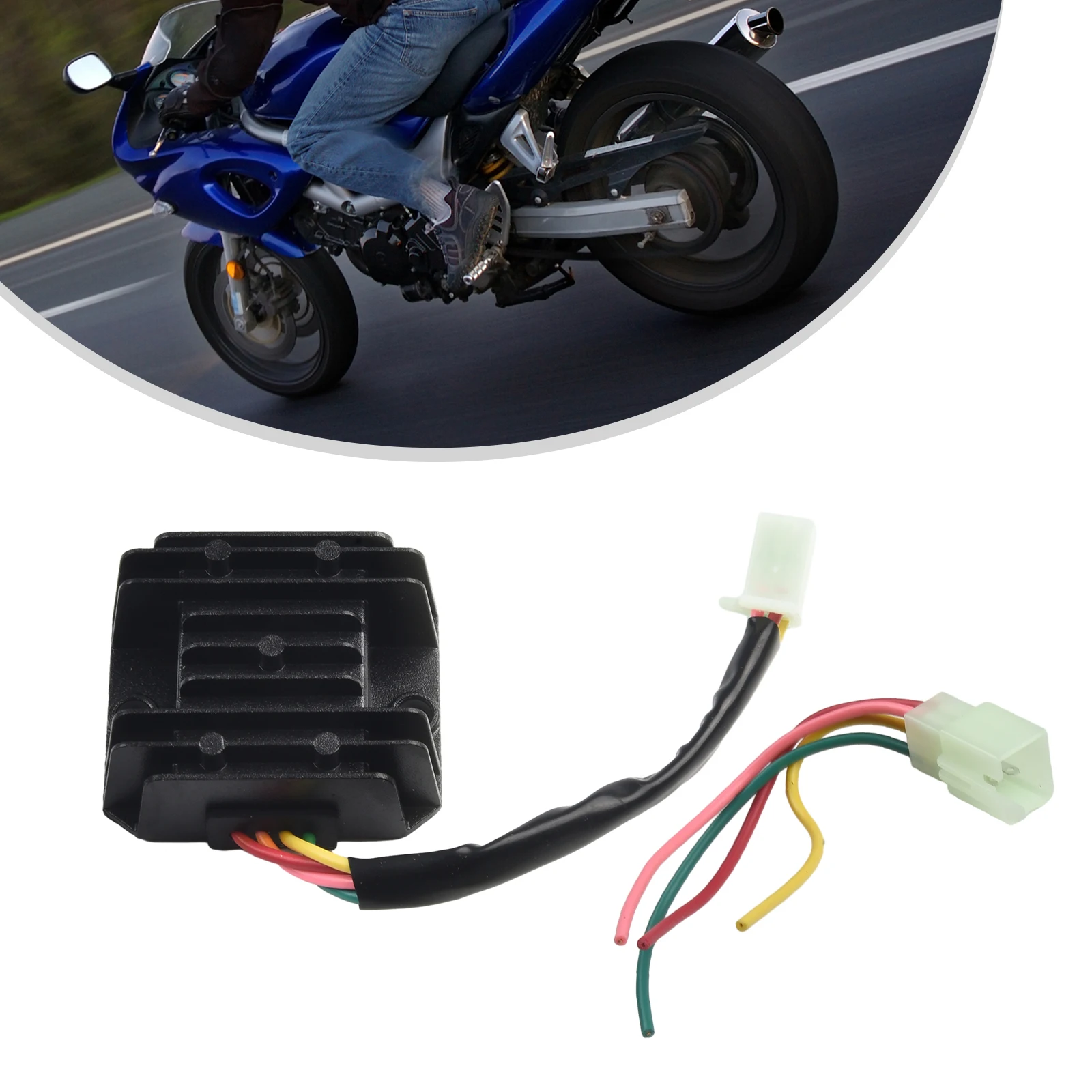 

1pc Rectifier Black For 12V Battery And Bulb For Motorcycle Scooter ATV Metal 20-60V 4 Wires Voltage Regulator
