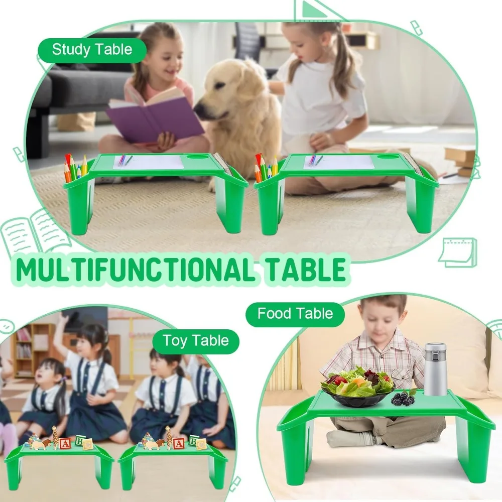 12 Pcs Kids Lap Desk Tray Bulk 19.69 * 9.84 * 7.1in Plastic Breakfast Laptop Trays with Side Pockets 6