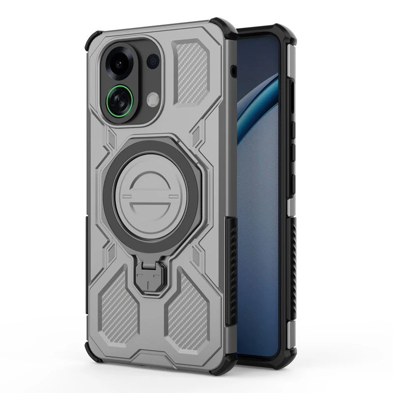 Shockproof Rugged Armor Case with Rotatable Metal Magnetic Ring Stand - Anti-Drop Cover
