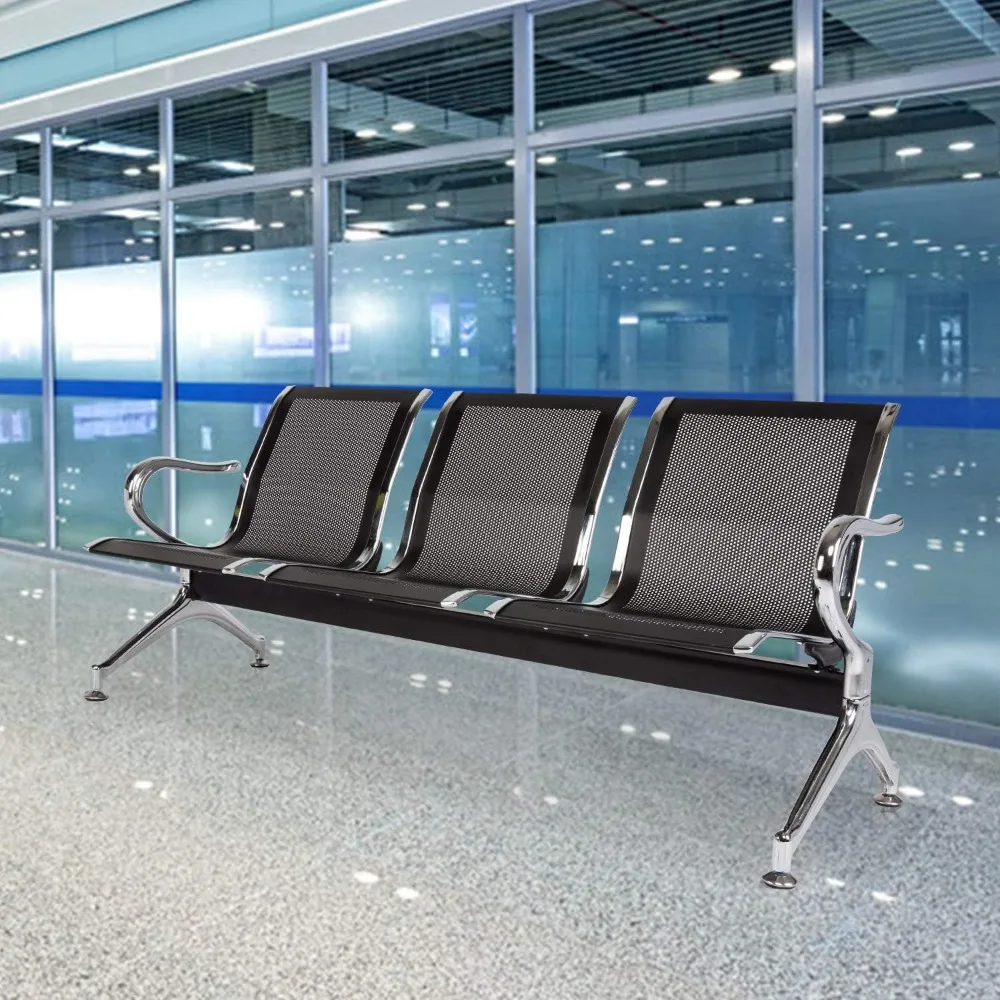 3-seat waiting room bench - waiting room chairs with arms airport reception bench, lobby bench seating office bench waiting are