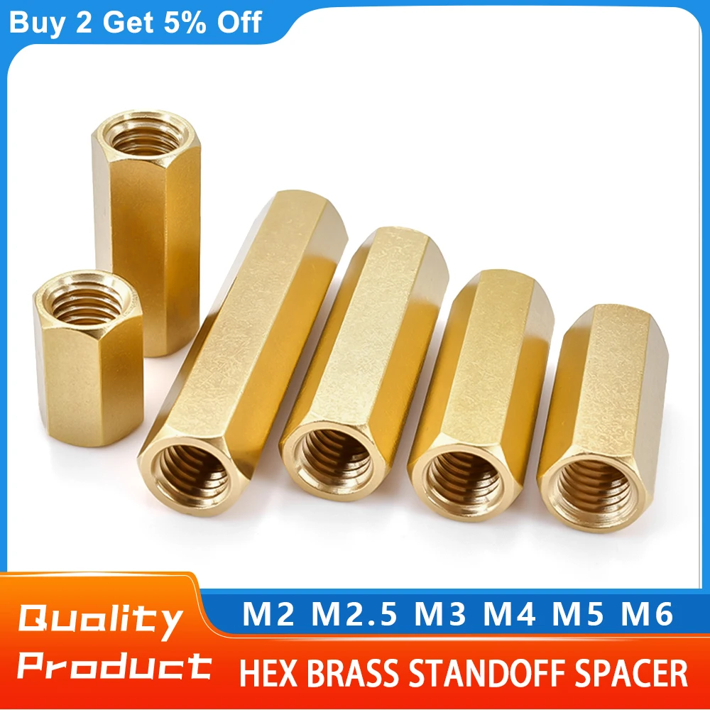 Hex Threaded Standoff Spacer Brass Female to Female PCB Support Pillar M2M2.5M3M4M5M6M8