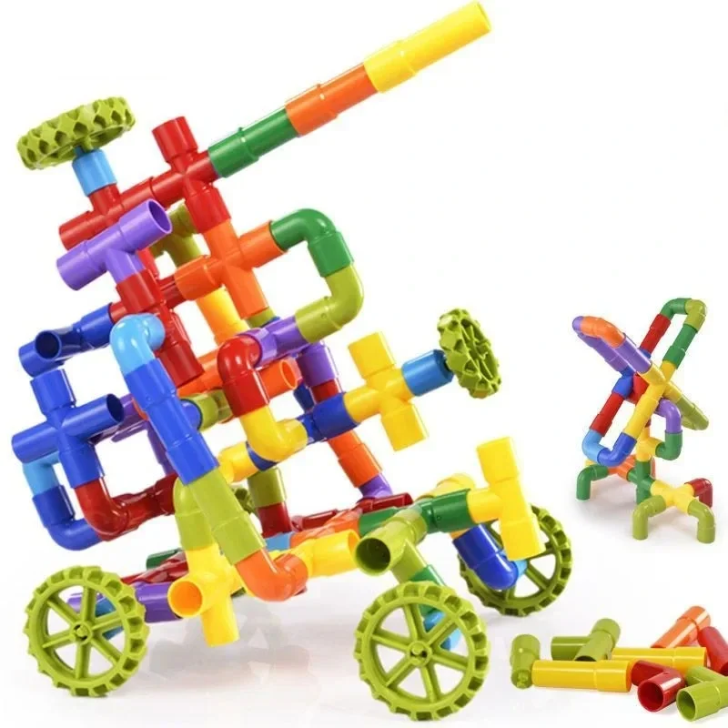 Kids DIY Color Random Assembly Water Pipes Building Blocks Toys Montessori Splicing Water Pipes Building Blocks Toys Gifts