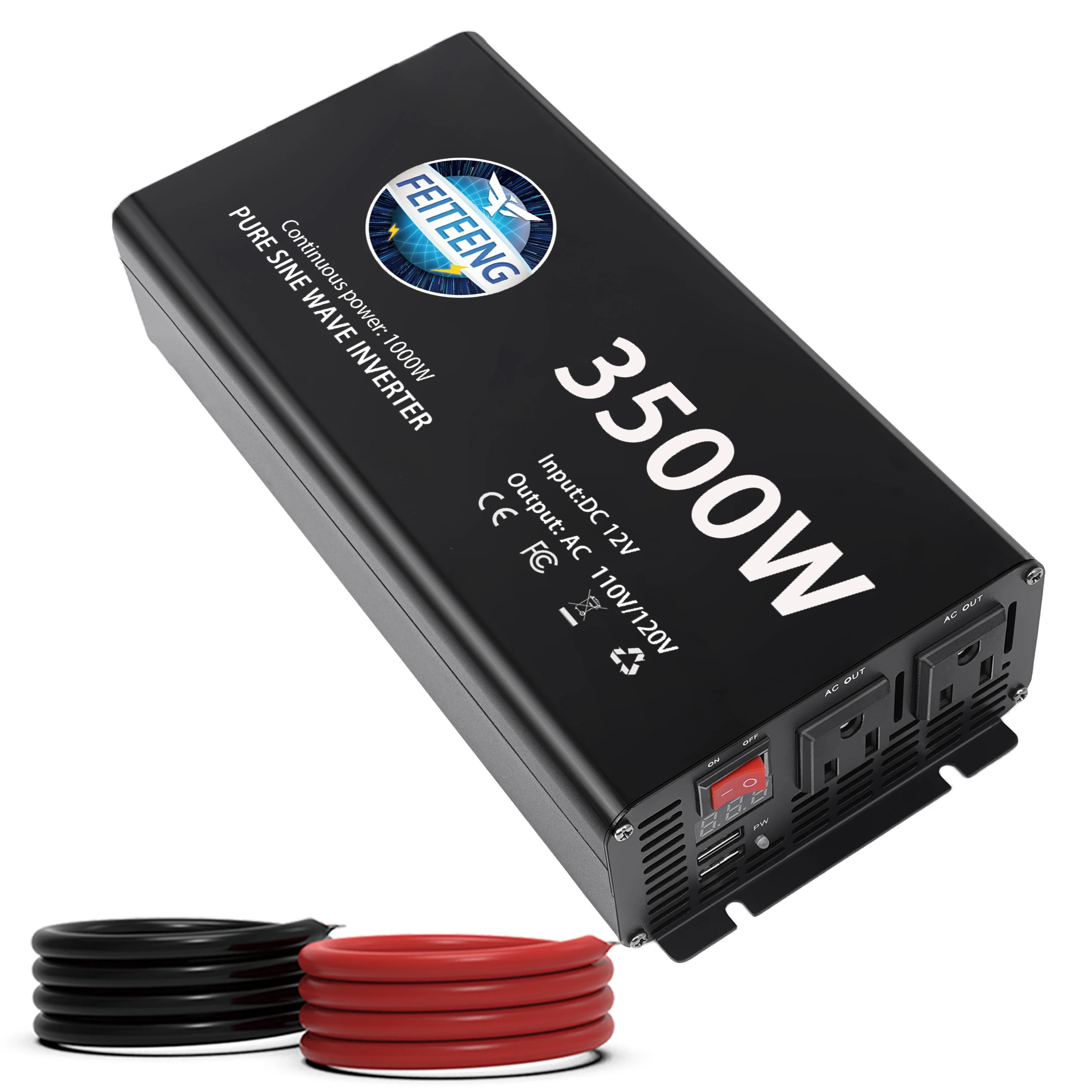 순수 사인파 인버터 1500W-3500W DC-AC 12V-110V/120V 차량용 파워 인버터 휴대용 전력 변환기 차량용 변압기