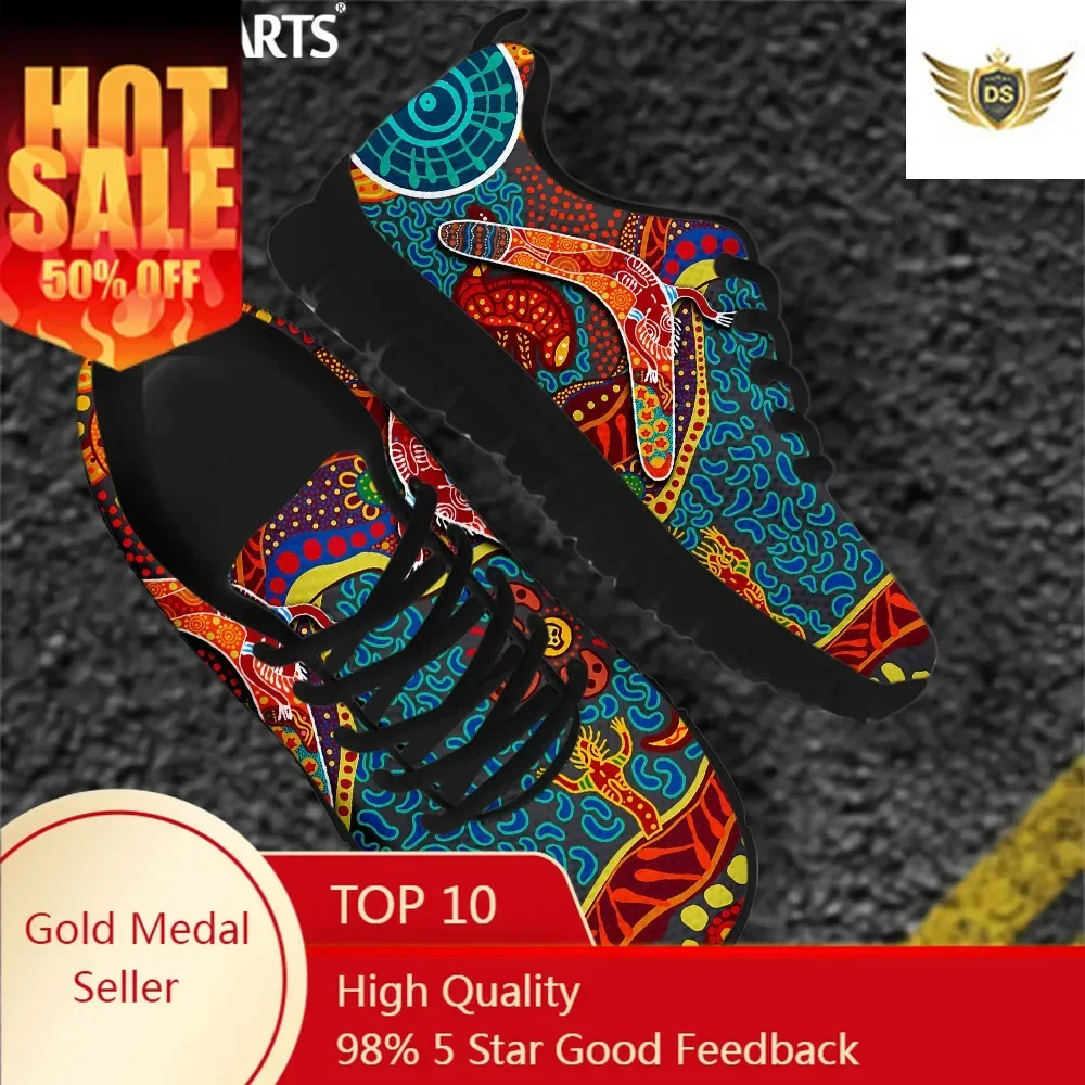 Australia Aboriginal Art Lace-up Mesh Sneaker Shoes For Women New Fashion Ladies Couple Flats Comfort Light Footwear