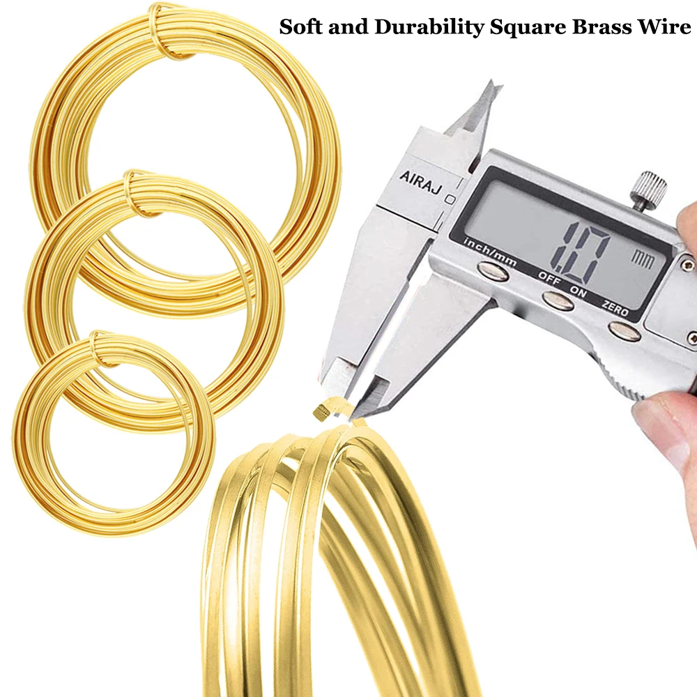 Premium Brass Wire for Jewelry Crafting - 6 Meters Square Wire in Multiple Thicknesses (0.6/0.8/1mm)