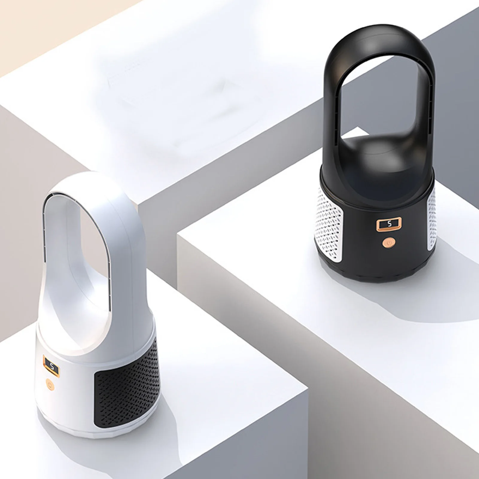 Portable Bladeless Desk Fan with Adjustable Speeds and Power Display