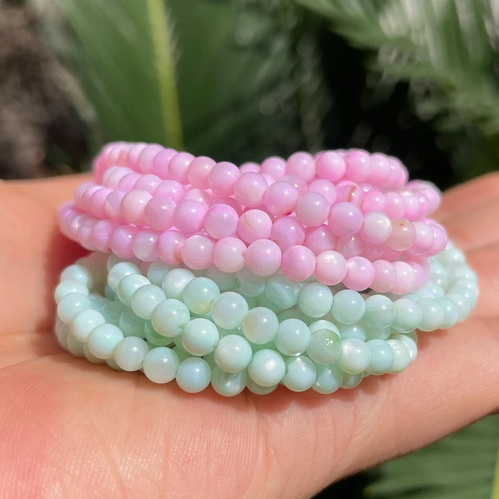 Colorful 4mm Natural Shell Round Beads for Handmade Jewelry & Accessories, 15-inch Strand