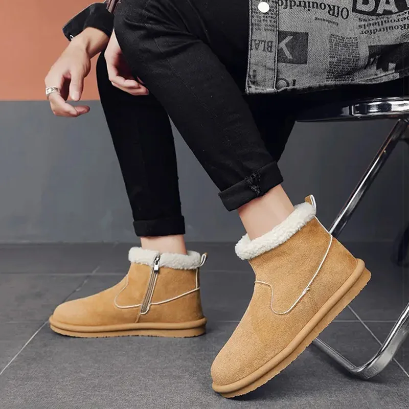 Winter Cold-proof Snow Boots Men's Plus Velvet Warm Versatile Suede Cotton Shoes Comfortable Casual Ankle Boots Outdoor Footwear
