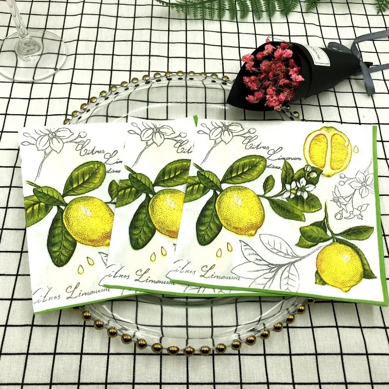 10/20pcs 33*33cm 2-Ply Colourful Wood Pulp Napkins Lemon Style Party Decoration Paper Placemats Butterfly Bart Paper paper napkins disposable paper placemats tissue paper decoration