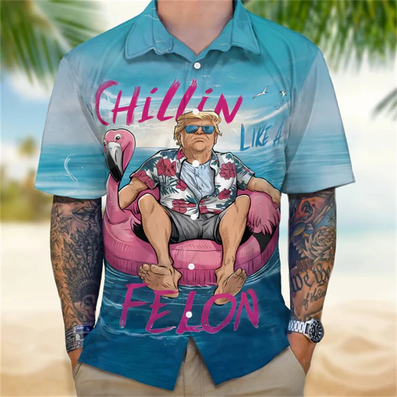 thumbnail image 1 of Trump tenía razón en todo Camisetas hawaianas con estampados de simpatizantes de Donald Trump Blusas de manga corta para fiestas navideñas, 1 of 5