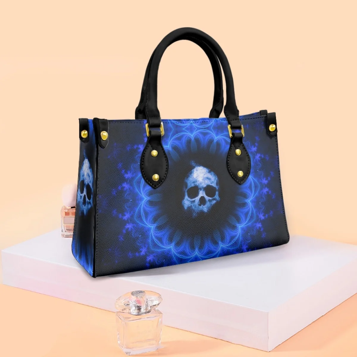 Skull Heads Ms. PU Handbag Horror Style Women's Tote Bags Luxe High