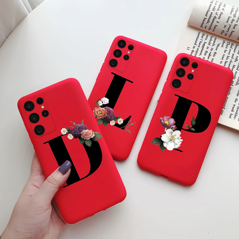 Per Samsung Galaxy S22 Ultra Plus Custodia 5G Monogramma Lettere Fiore Tpu Silicone Funda Per Samsung S 22 S22 + S22 Plus Ultra Cover