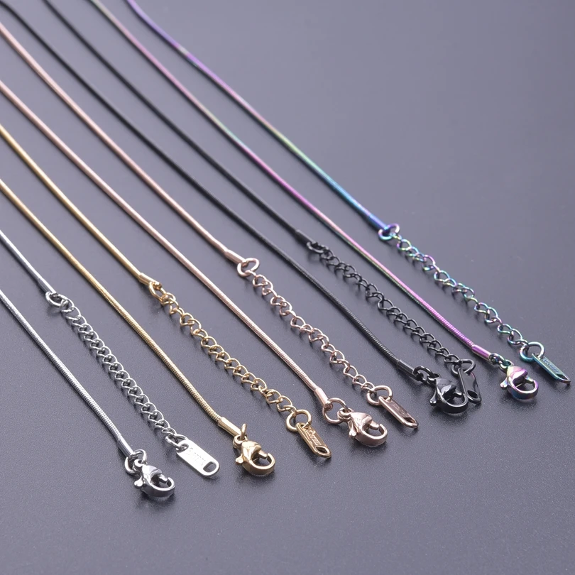 

1Pc Stainless Steel Width 1.2mm Round Snake Chain Necklaces For Women Men Waterproof Cuba Chain Grunge Collares Jewelry Making