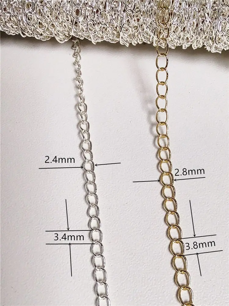 FUWO Wholesale 10Meter/Lot Brass Extension Chain,High Quality Golden Plated Anti-Tarnish Necklace Accessories 2.8*3.8mm NC007