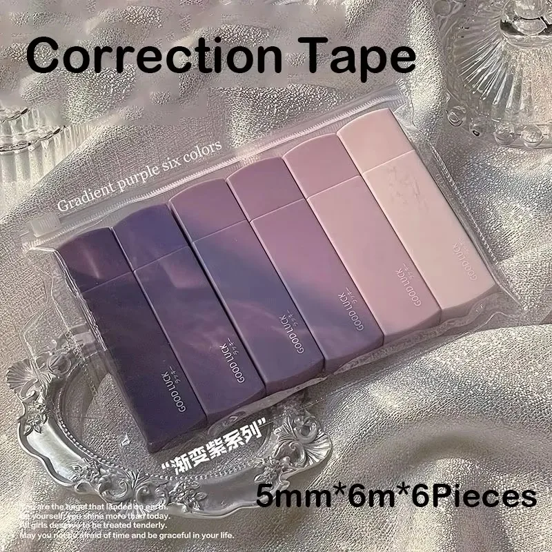 QIANKONG 6pcs/pack 5mm*6m Cute Correction Tape Student Error Eraser Tape Pen-type School Office Supplies Creative Stationery correction tape