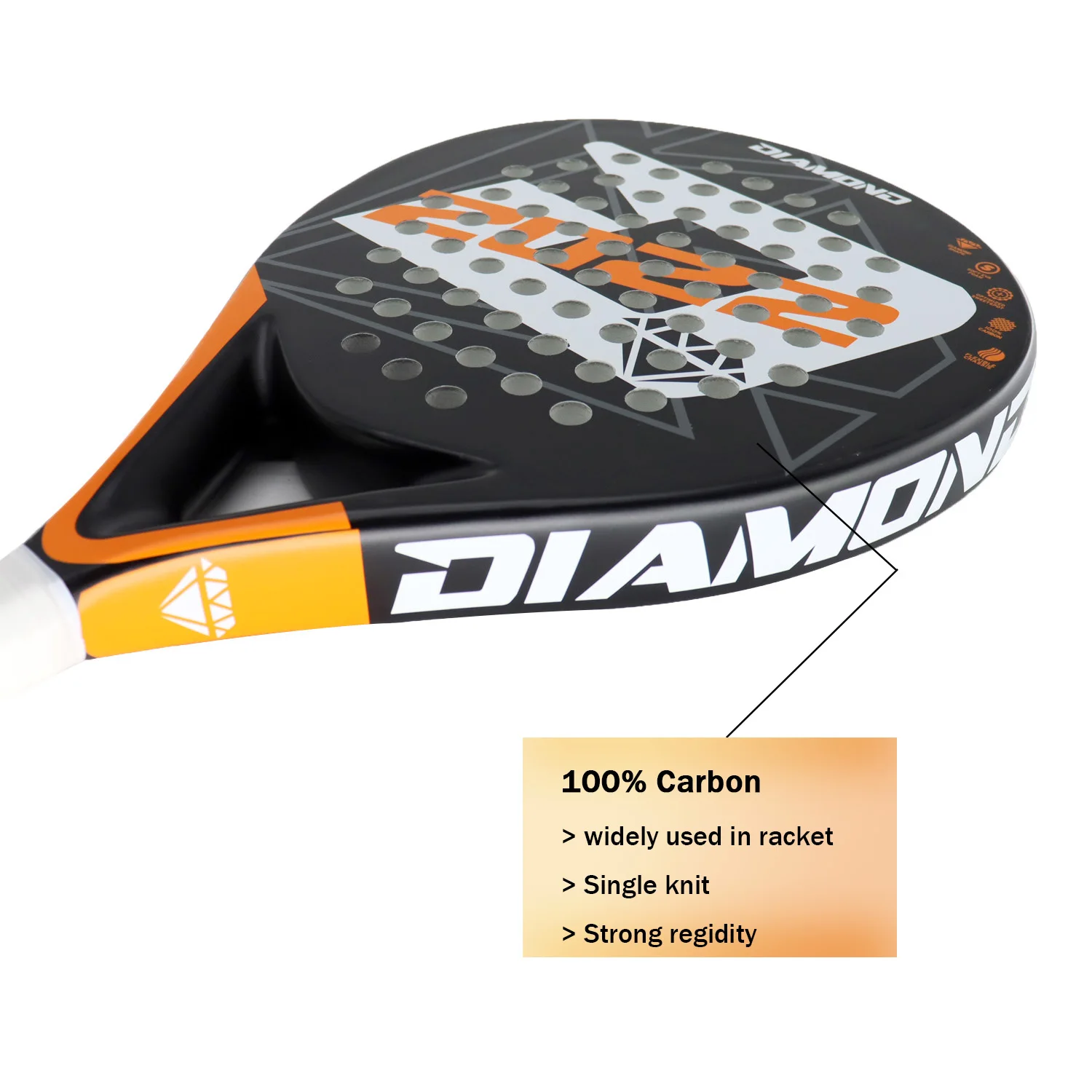 Padel Racket Full Carbon Fiber Soft EVA Foam Grip High Balance For Beginner and Intermediate Players