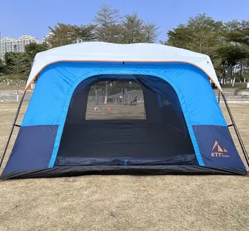 Tent 10-12-14 Person(Style-B)Family Cabin Tents,2 Rooms3 Doors and 3 Windows Mesh,Straight Wall Waterproof,Double Layer,Big Tent 5
