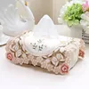 Countryside Style Textile Art Tissue Box Embroidery Hollowing Out Tissue Case Car Living Room Napkin Holder Table Decoration 2