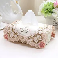 Countryside Style Textile Art Tissue Box Embroidery Hollowing Out Tissue Case Car Living Room Napkin Holder Table Decoration 2