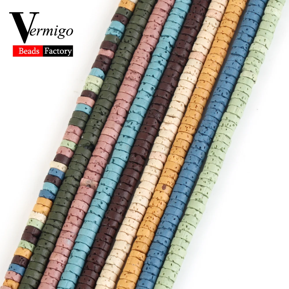 

2x4mm Natural Stone Beads Colorful Cylinder Volcanic Rock Lava Beads For Jewelry Making Diy Bracelet Necklace Accessories 15''