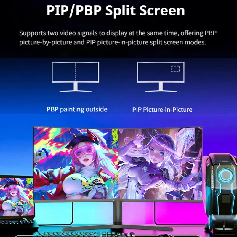 TCOLOR PC 모니터 34인치 커브드 게이밍 모니터 4K 울트라와이드 PC 화면 LCD 디스플레이 240Hz 게이밍 스크린 가정용 컴퓨터 모니터