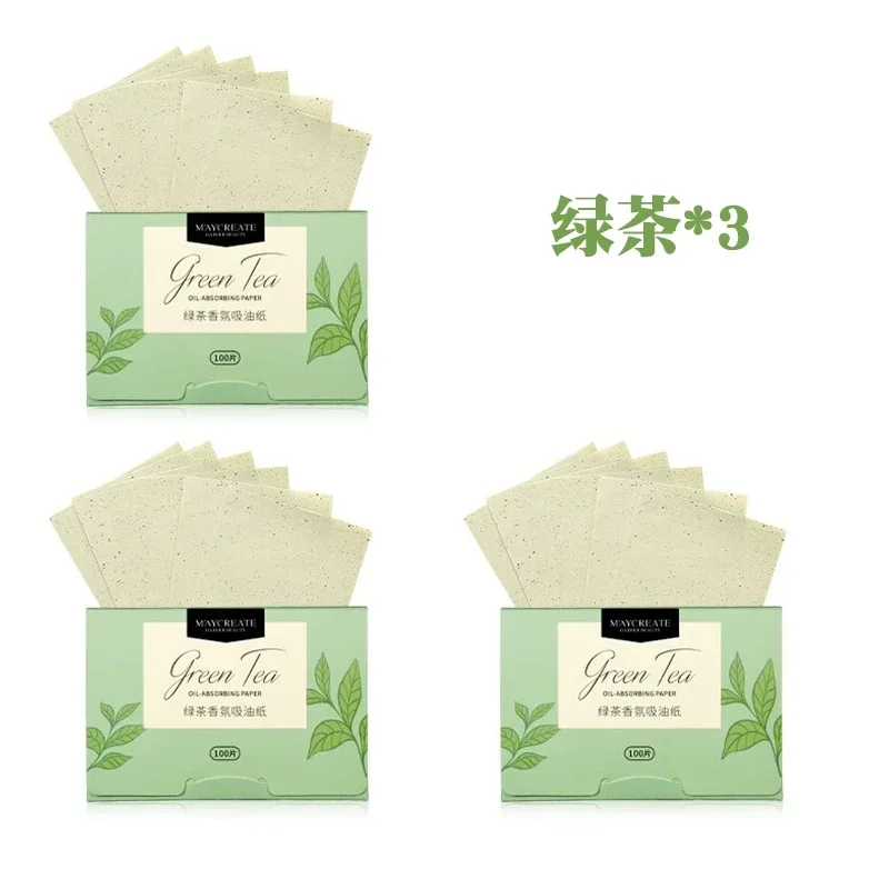300pcs/box Portable Facial Oil-Absorbing Papers Oil Blotting Sheets Oil Control Face Skin Care Tools for Men and Women Green Tea