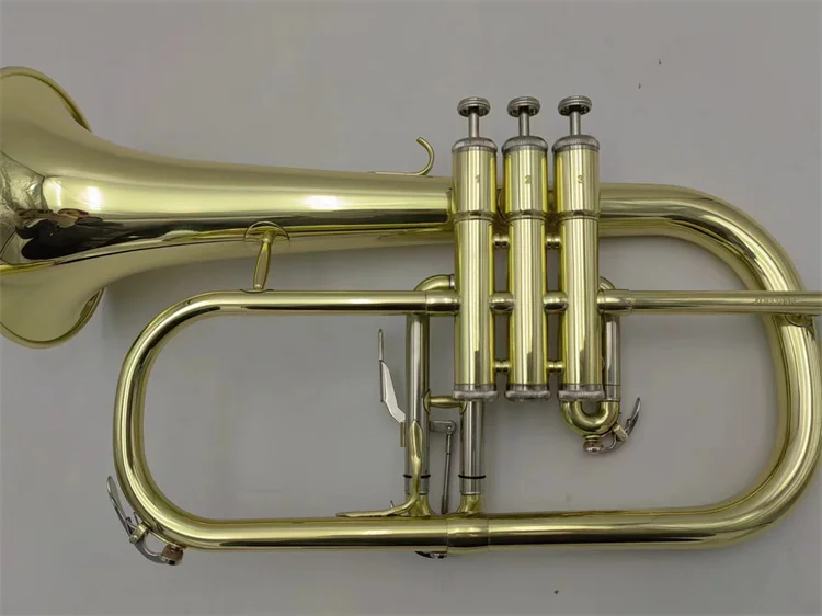 Professional Flugelhorn Gold Lacquer Case Bb Yellow Brass Bell