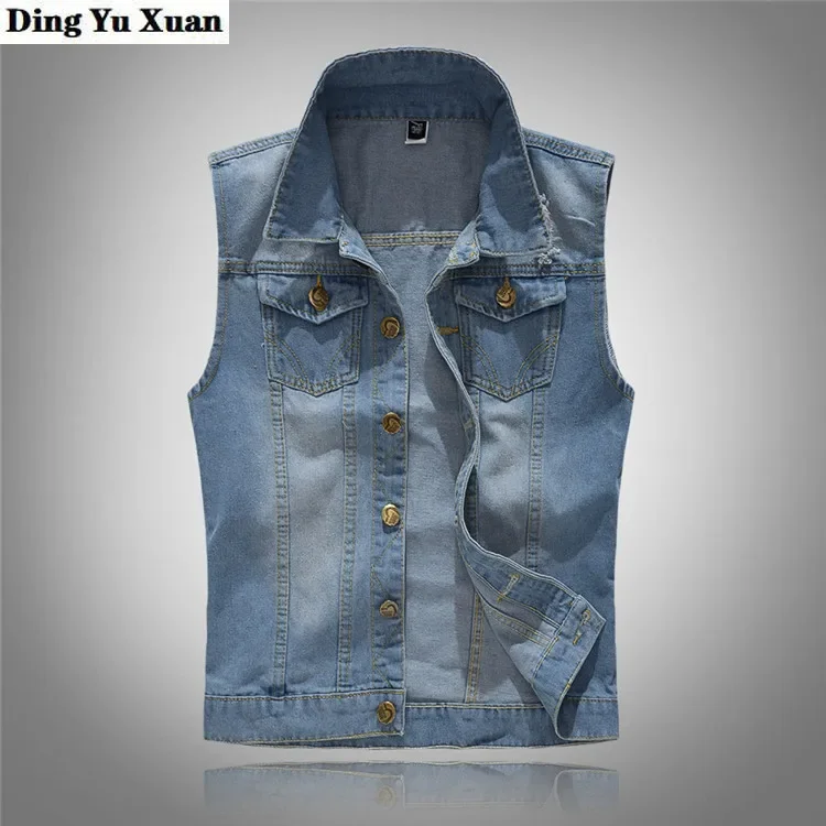 

Mens Denim Sleeveless Jacket Men Cotton Jean Vests Male Casual Jeans Waistcoat Cowboy Hip Hop Streetwear Chaleco Gilet Plus Size