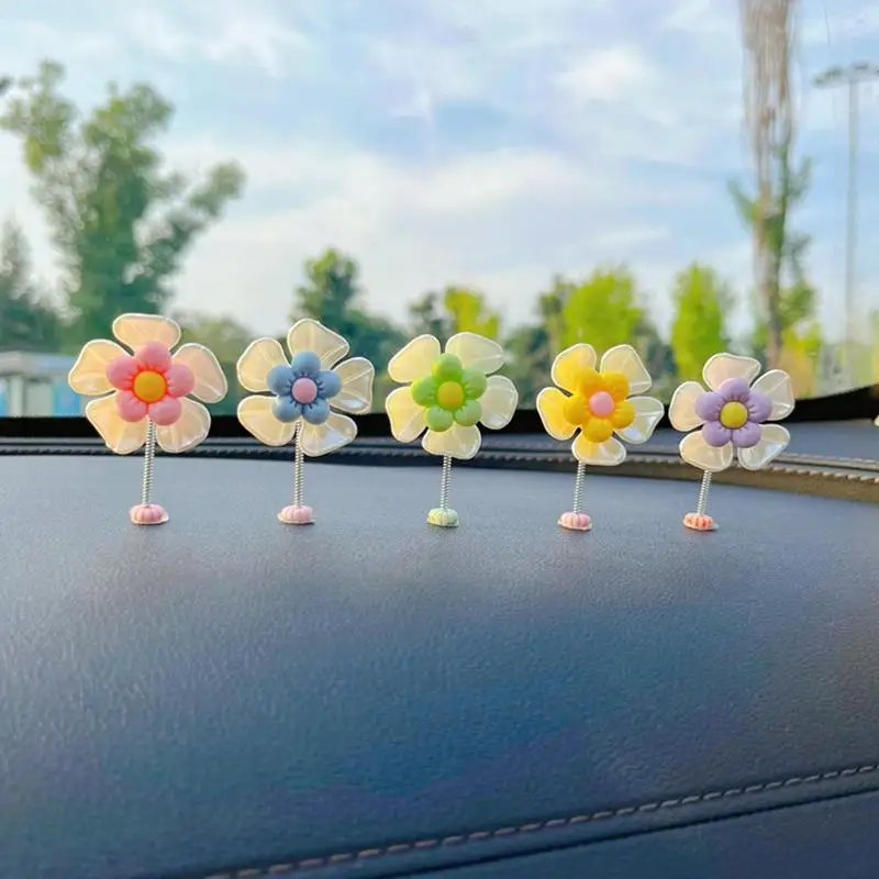 

Car Cute Flowers Ornament Auto Dashboard Swaying Daisy Flowers For Car Interior Dashboard Decoration Ornament Accessories