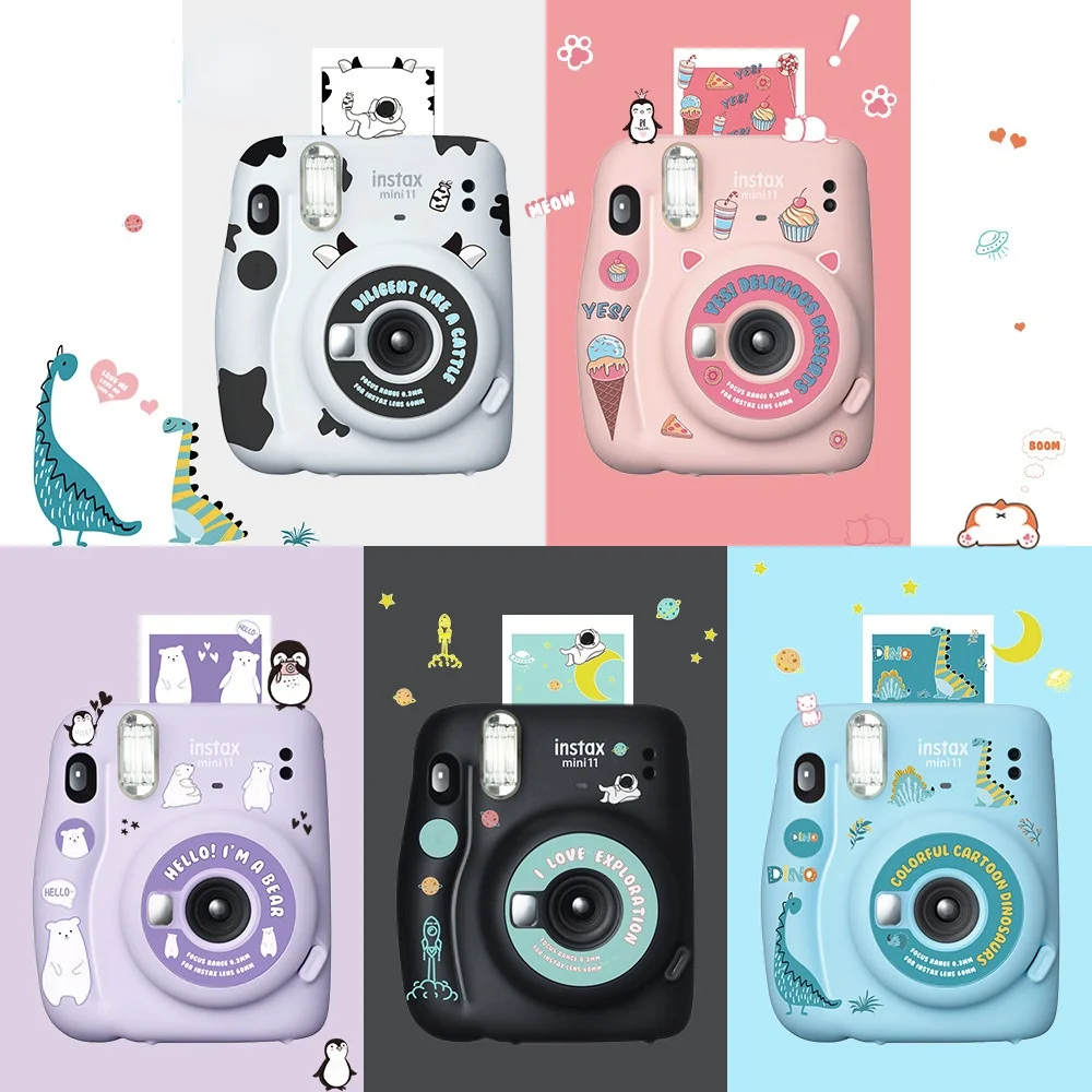 Fujifilm Instax Mini 11 Fotocamera Istantanea Con Adesivo Corpo Creativo Fai Da Te Cute Cartoon Space Animal Series Set Instax Mini 11 Camara